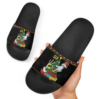 Six Seven Christmas Slide Sandals Funny Santa and Green Hands - Wonder Print Shop