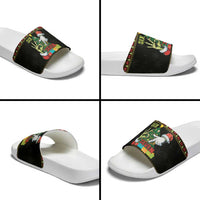 Six Seven Christmas Slide Sandals Funny Santa and Green Hands - Wonder Print Shop
