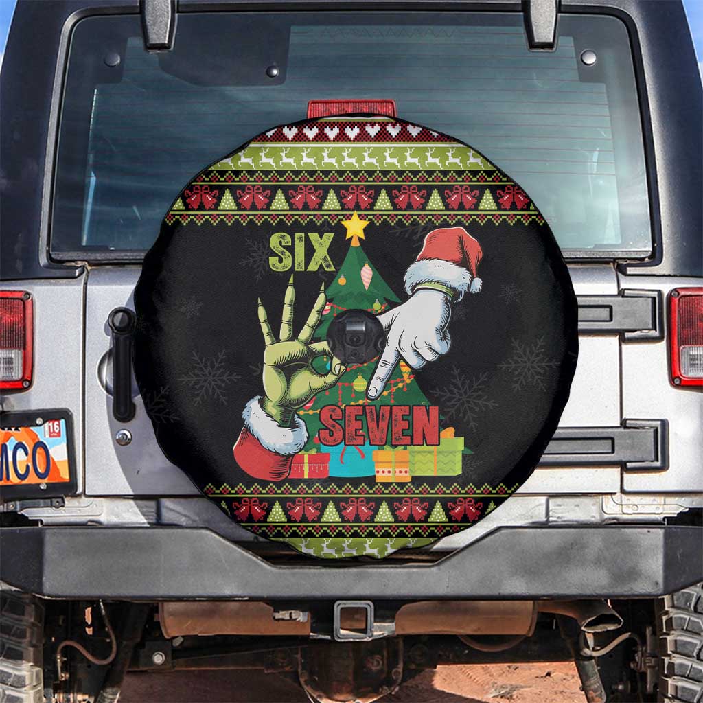 Six Seven Christmas Spare Tire Cover Funny Santa and Green Hands - Wonder Print Shop