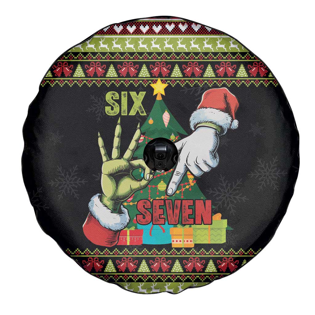 Six Seven Christmas Spare Tire Cover Funny Santa and Green Hands - Wonder Print Shop