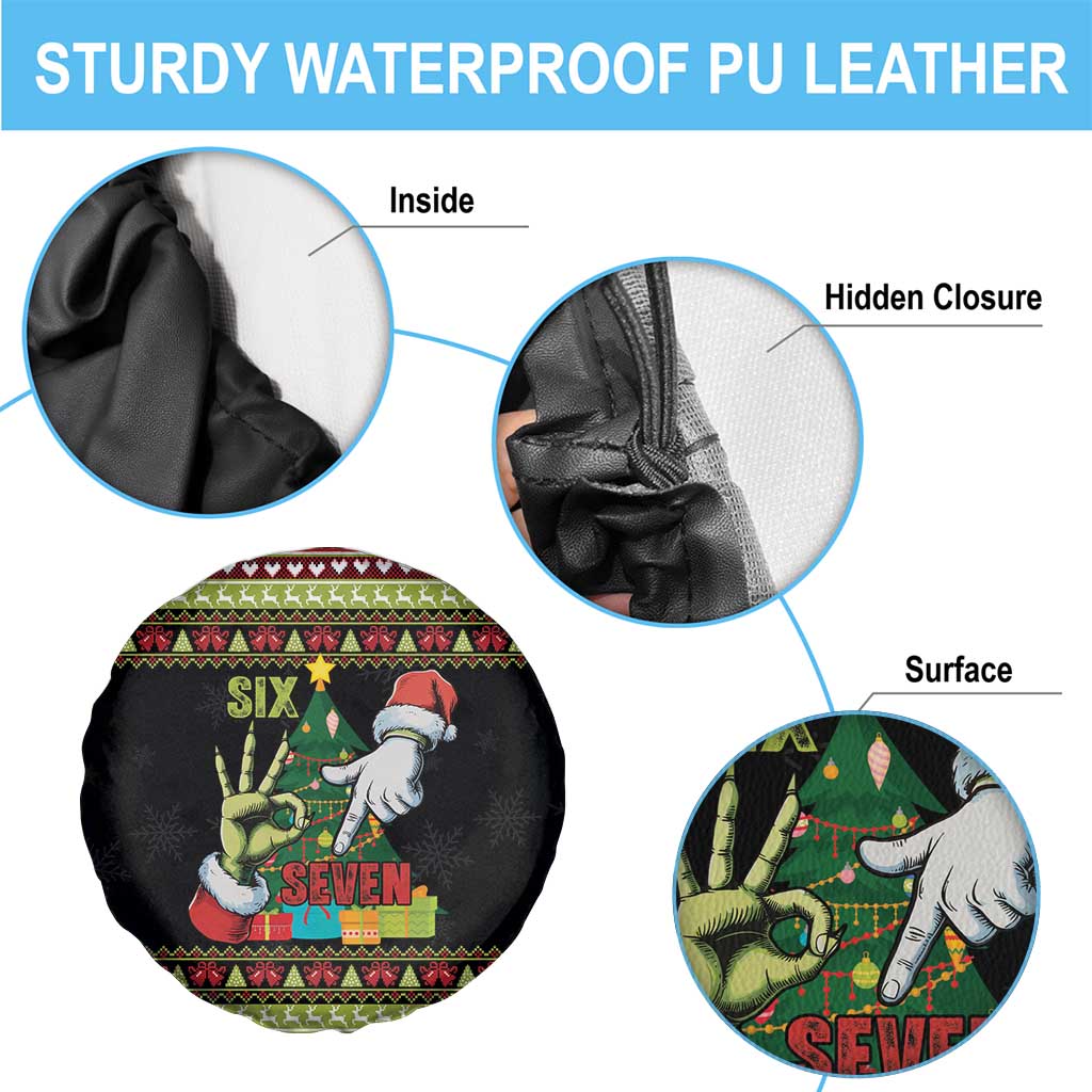 Six Seven Christmas Spare Tire Cover Funny Santa and Green Hands - Wonder Print Shop