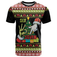 Six Seven Christmas T Shirt Funny Santa and Green Hands - Wonder Print Shop