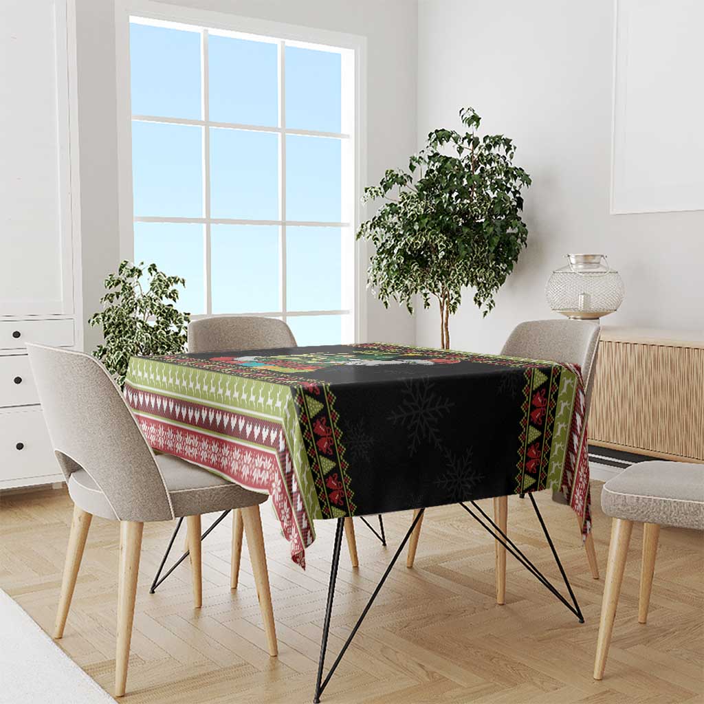 Six Seven Christmas Tablecloth Funny Santa and Green Hands - Wonder Print Shop