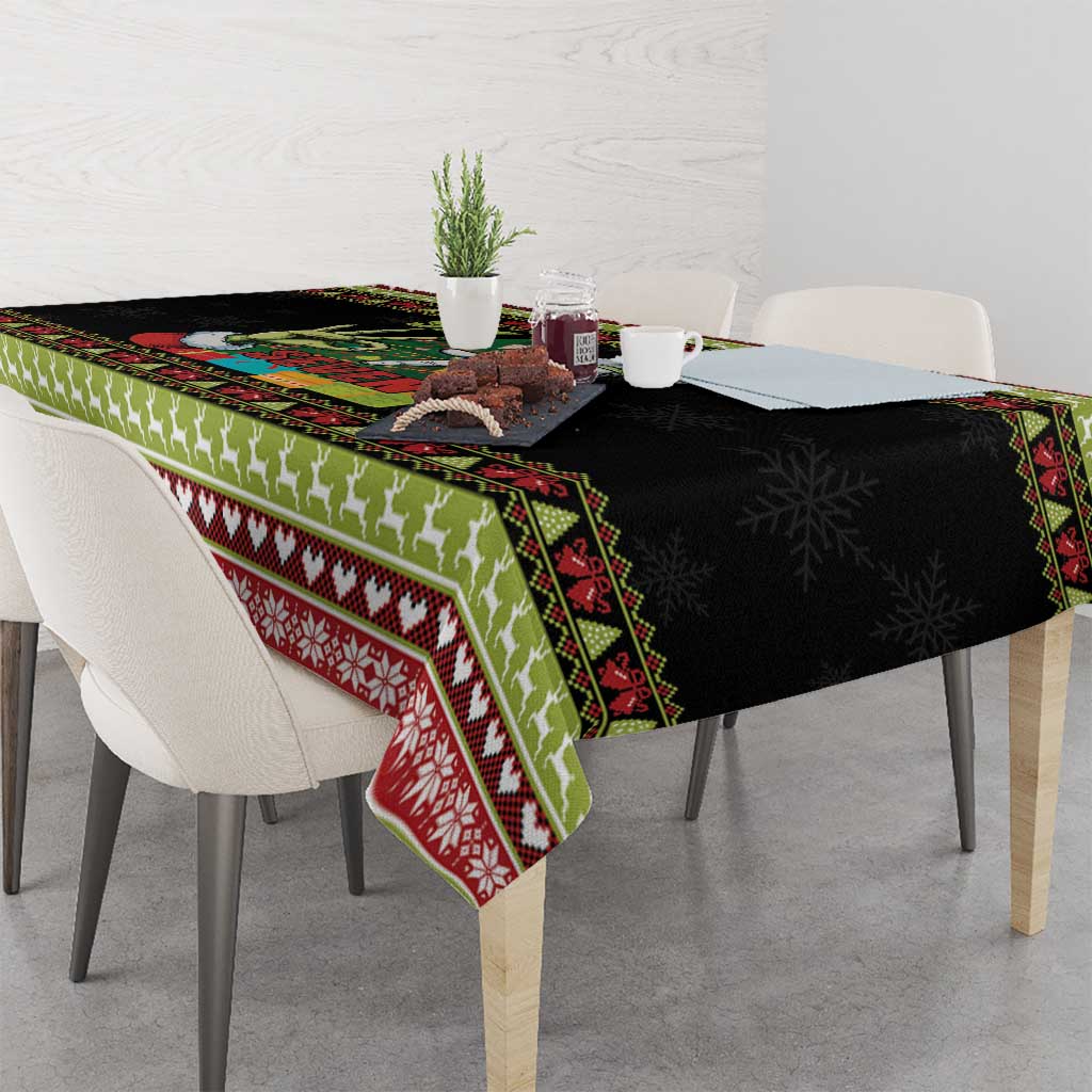 Six Seven Christmas Tablecloth Funny Santa and Green Hands - Wonder Print Shop