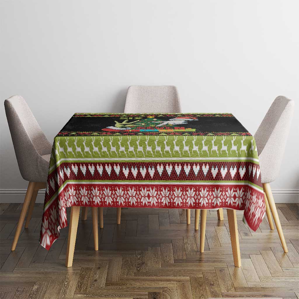 Six Seven Christmas Tablecloth Funny Santa and Green Hands - Wonder Print Shop