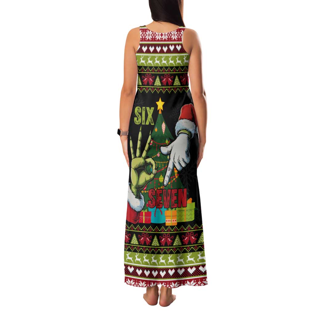 Six Seven Christmas Tank Maxi Dress Funny Santa and Green Hands - Wonder Print Shop