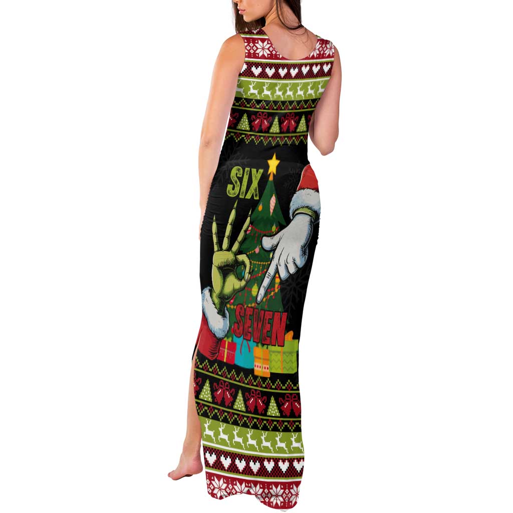 Six Seven Christmas Tank Maxi Dress Funny Santa and Green Hands - Wonder Print Shop