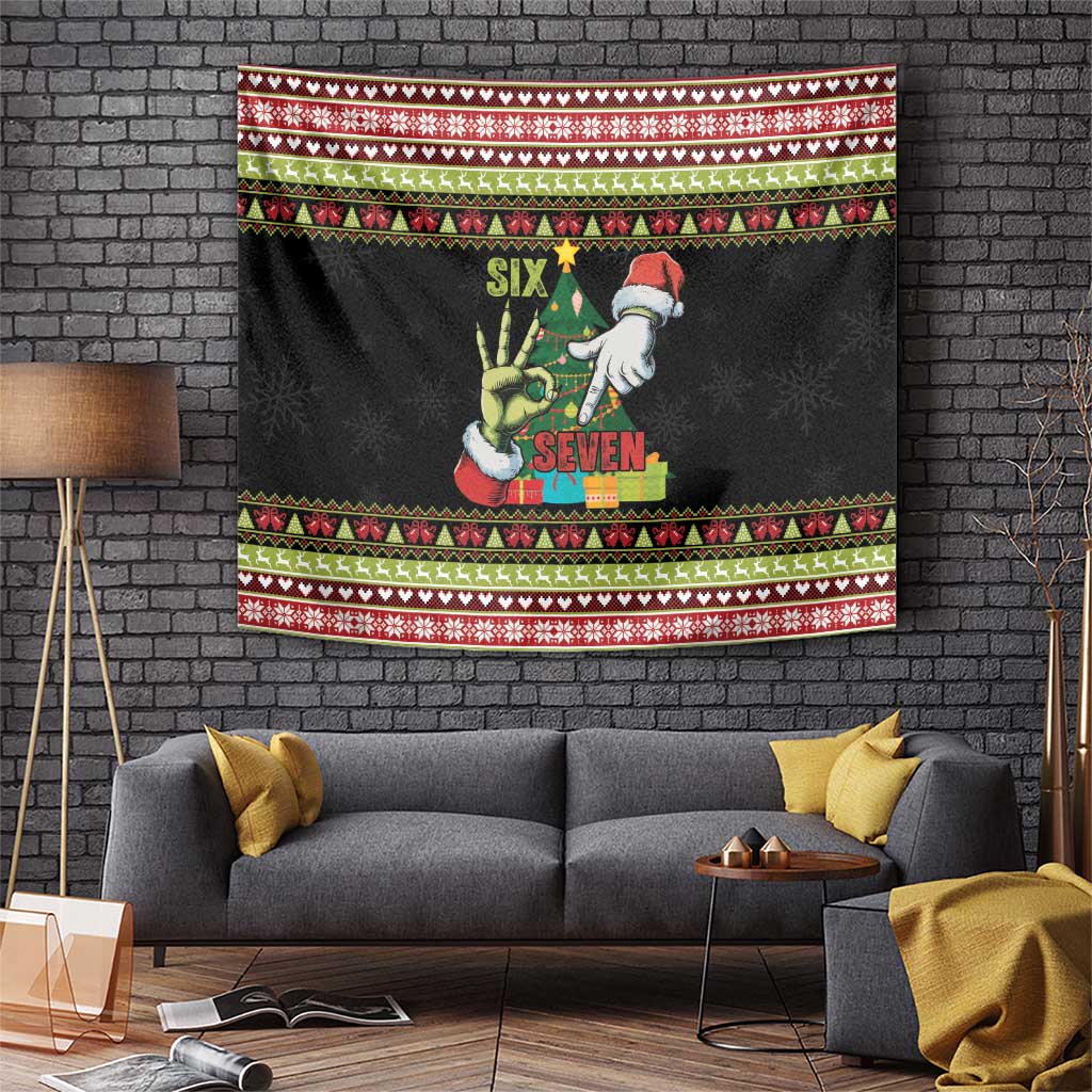 Six Seven Christmas Tapestry Funny Santa and Green Hands - Wonder Print Shop