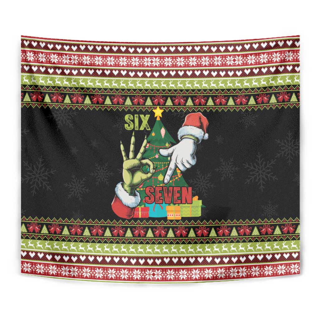 Six Seven Christmas Tapestry Funny Santa and Green Hands - Wonder Print Shop