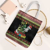 Six Seven Christmas Tote Bag Funny Santa and Green Hands - Wonder Print Shop