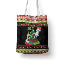 Six Seven Christmas Tote Bag Funny Santa and Green Hands - Wonder Print Shop