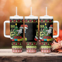 Six Seven Christmas Tumbler With Handle Funny Santa and Green Hands - Wonder Print Shop