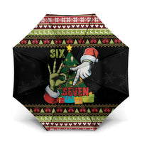 Six Seven Christmas Umbrella Funny Santa and Green Hands - Wonder Print Shop
