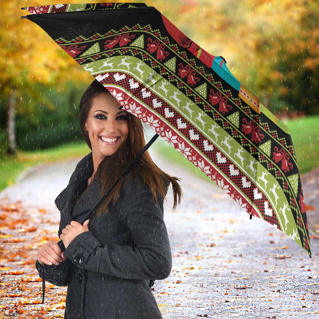 Six Seven Christmas Umbrella Funny Santa and Green Hands - Wonder Print Shop