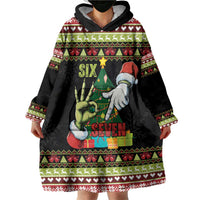 Six Seven Christmas Wearable Blanket Hoodie Funny Santa and Green Hands - Wonder Print Shop