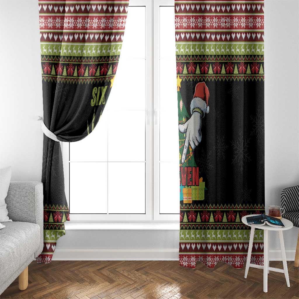 Six Seven Christmas Window Curtain Funny Santa and Green Hands - Wonder Print Shop