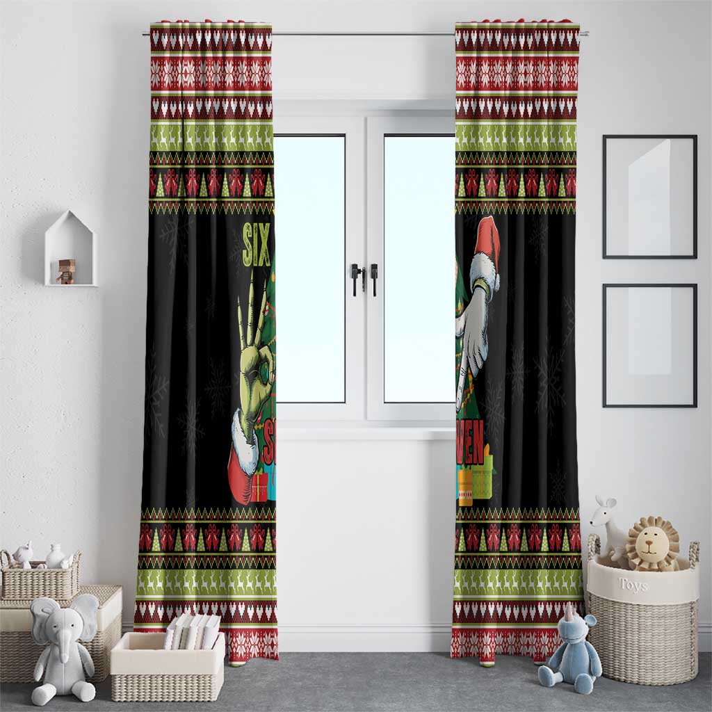 Six Seven Christmas Window Curtain Funny Santa and Green Hands - Wonder Print Shop