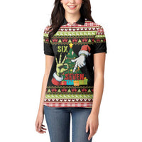 Six Seven Christmas Women Polo Shirt Funny Santa and Green Hands - Wonder Print Shop