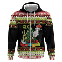 Six Seven Christmas Zip Hoodie Funny Santa and Green Hands - Wonder Print Shop