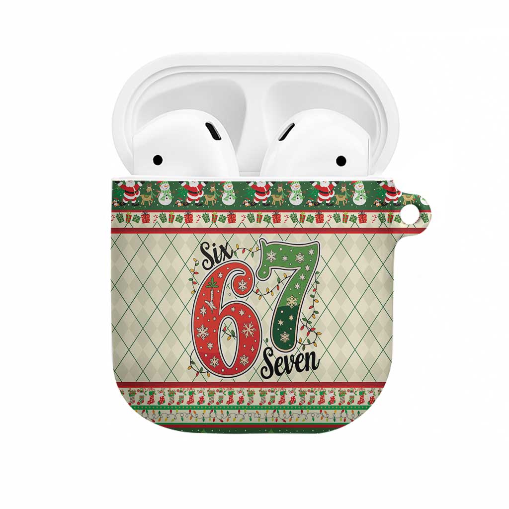Funny Six Seven 67 Christmas AirPods Case Christmas Santa Patterns - Wonder Print Shop