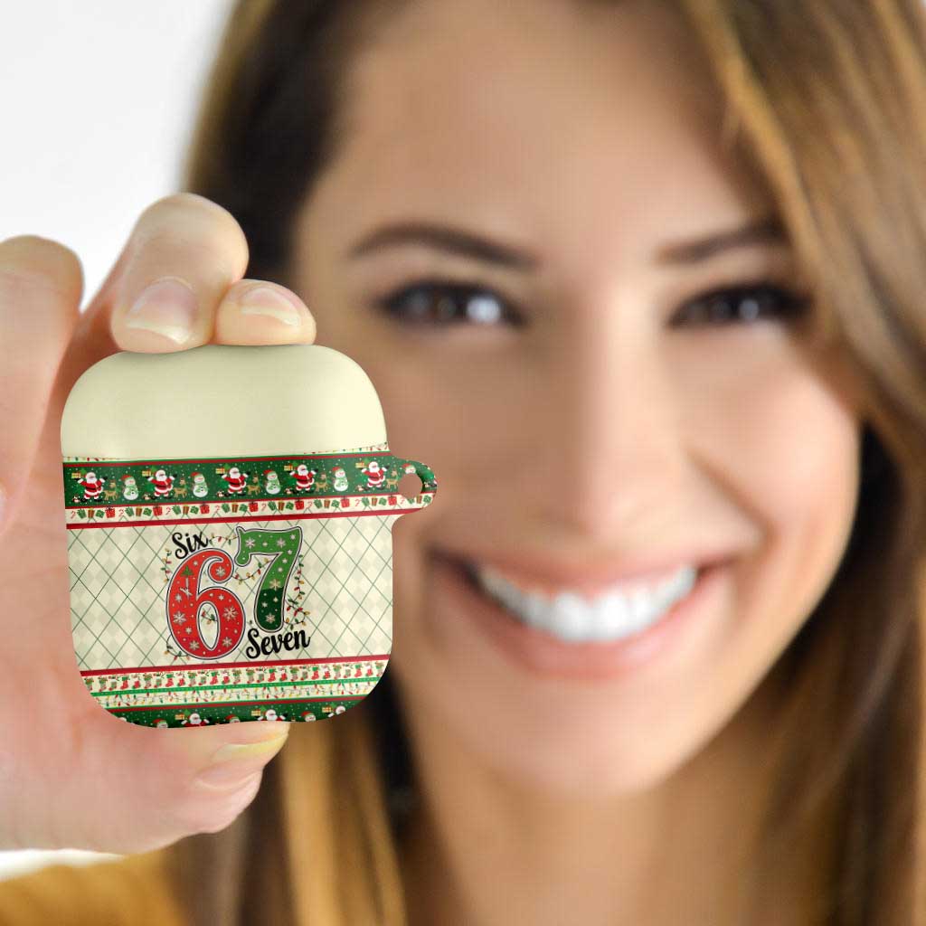 Funny Six Seven 67 Christmas AirPods Case Christmas Santa Patterns - Wonder Print Shop