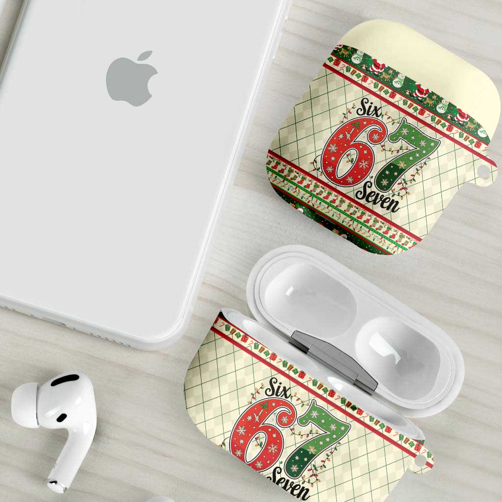 Funny Six Seven 67 Christmas AirPods Case Christmas Santa Patterns - Wonder Print Shop