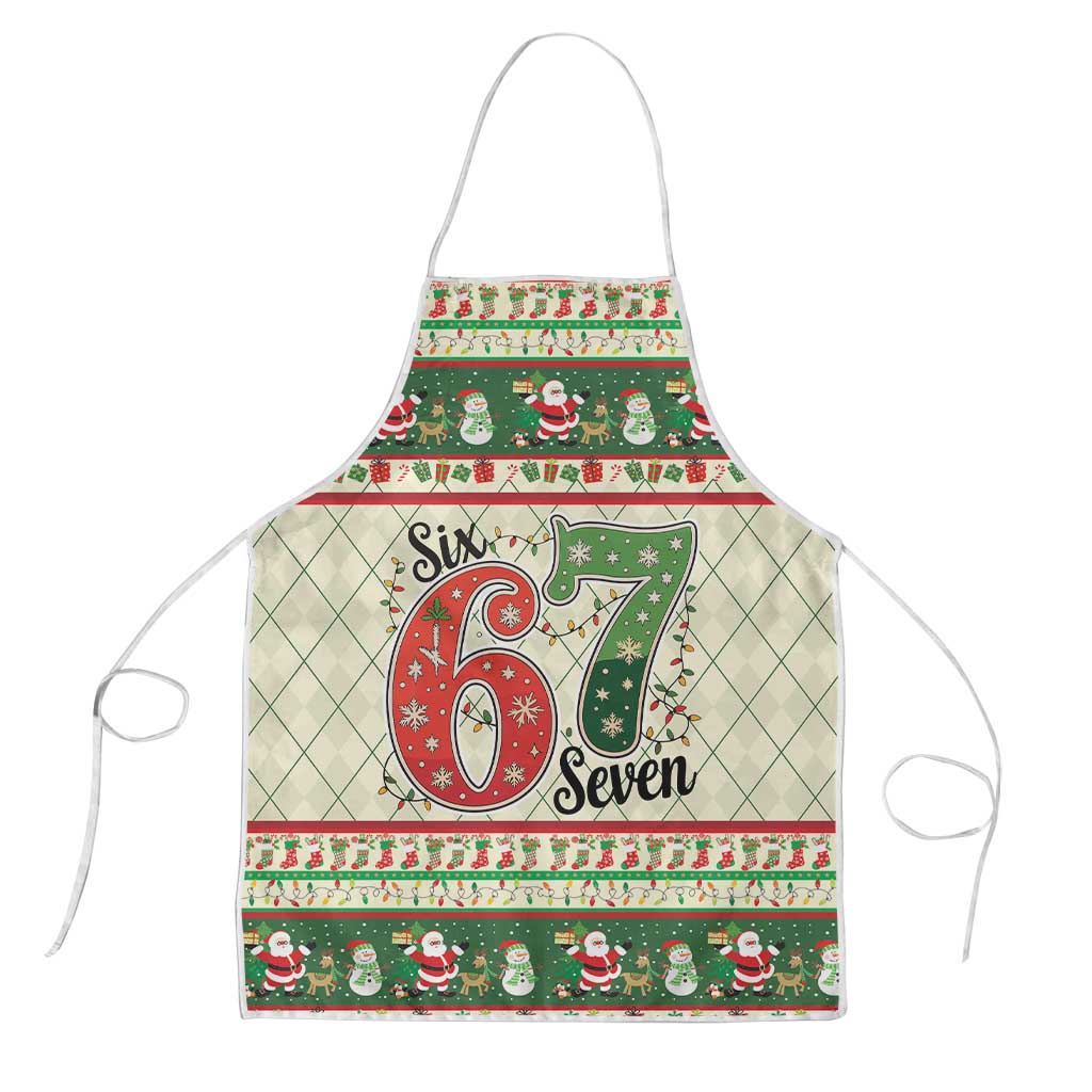 Funny Six Seven 67 Christmas Apron Christmas Santa Patterns - Wonder Print Shop