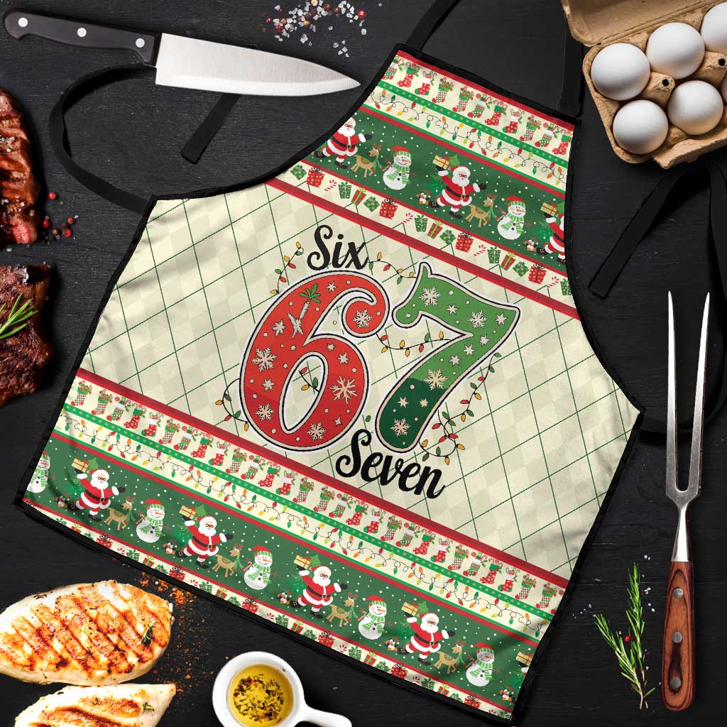 Funny Six Seven 67 Christmas Apron Christmas Santa Patterns - Wonder Print Shop