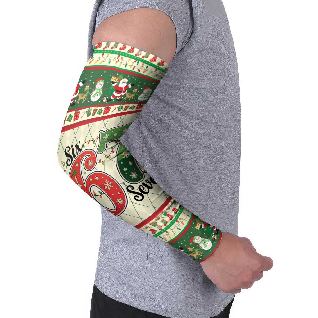 Funny Six Seven 67 Christmas Arm Sleeves Christmas Santa Patterns - Wonder Print Shop