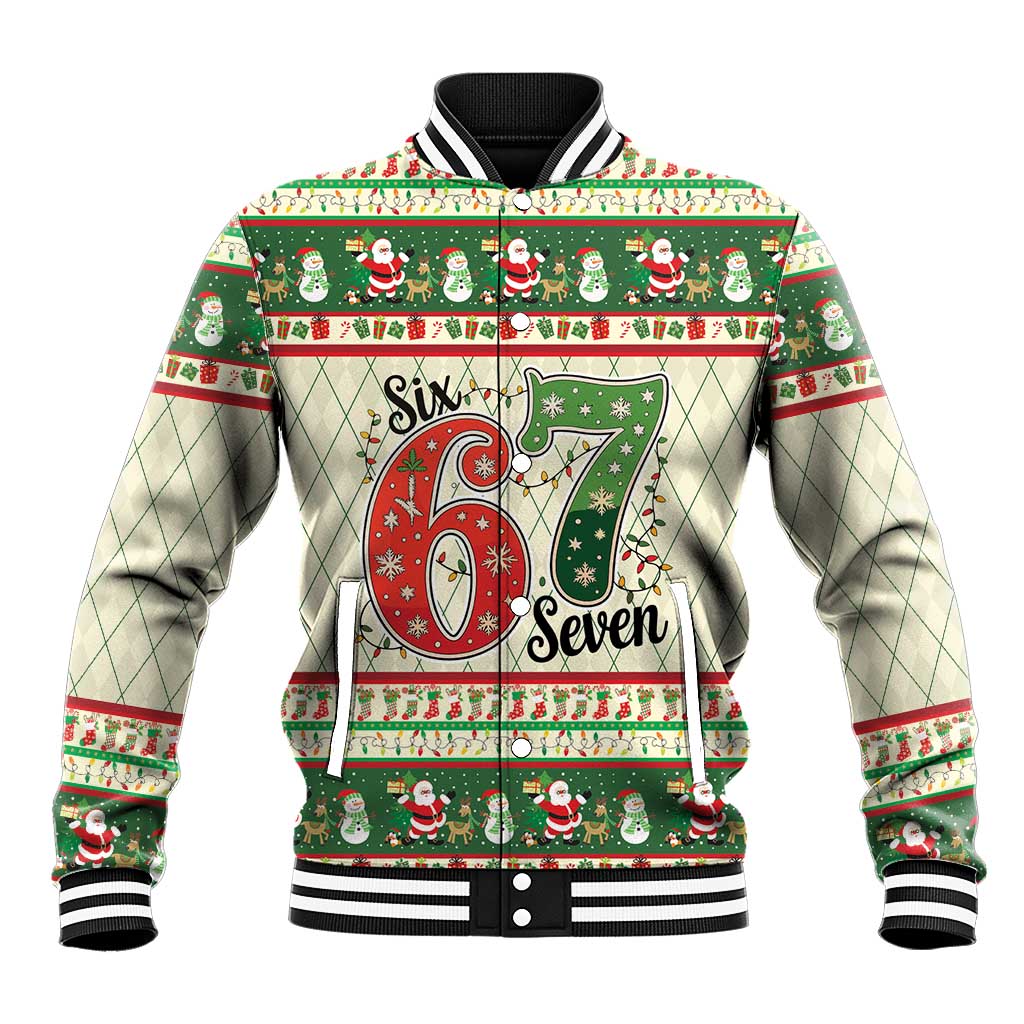 Funny Six Seven 67 Christmas Baseball Jacket Christmas Santa Patterns - Wonder Print Shop