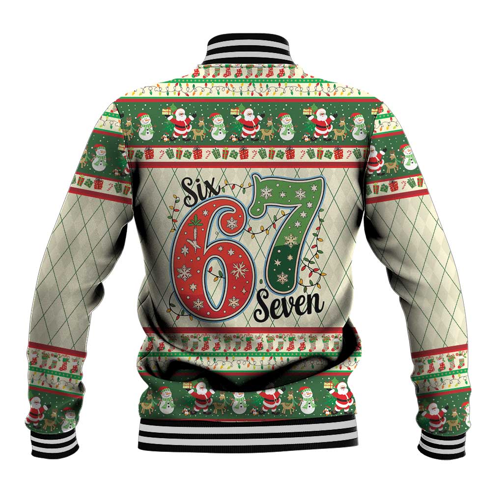 Funny Six Seven 67 Christmas Baseball Jacket Christmas Santa Patterns - Wonder Print Shop