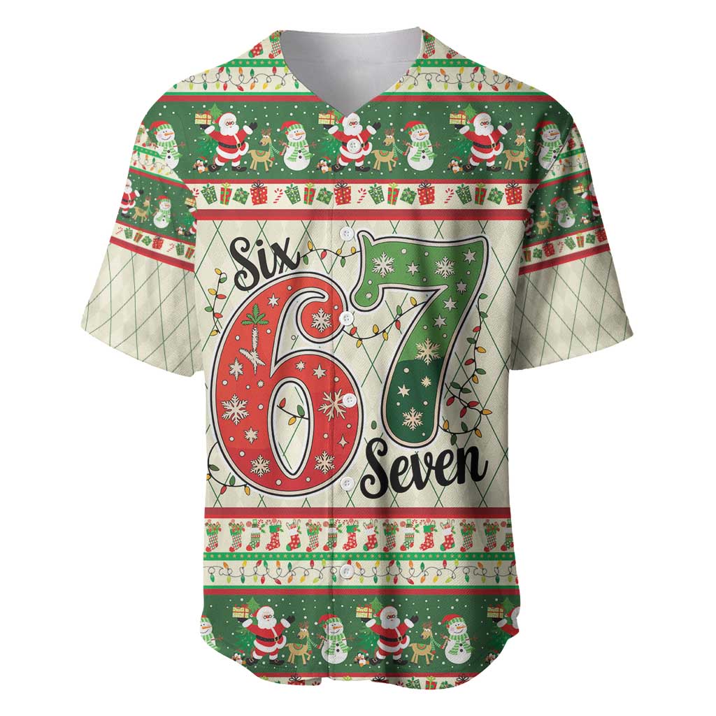 Funny Six Seven 67 Christmas Baseball Jersey Christmas Santa Patterns - Wonder Print Shop
