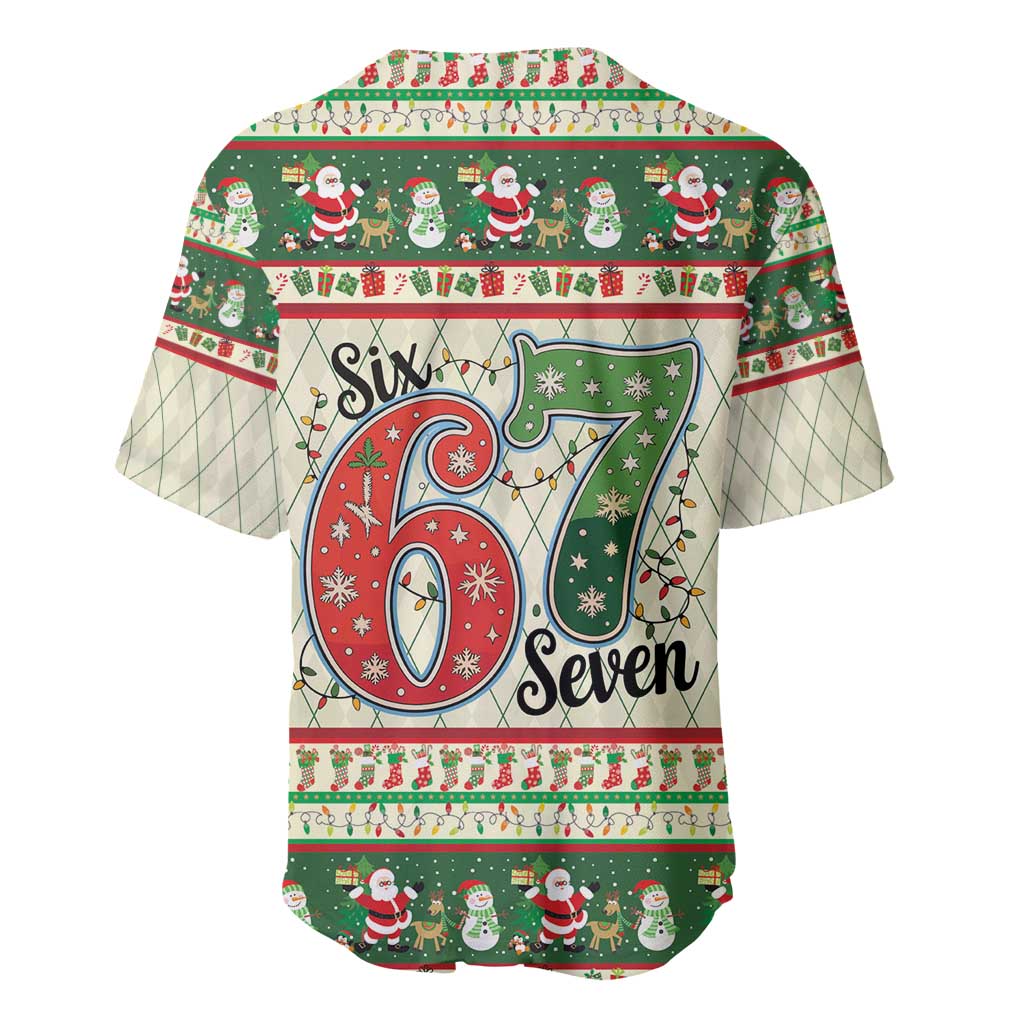 Funny Six Seven 67 Christmas Baseball Jersey Christmas Santa Patterns - Wonder Print Shop