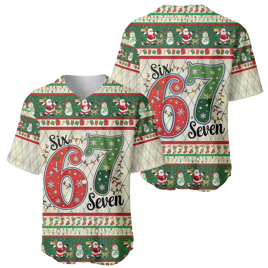 Funny Six Seven 67 Christmas Baseball Jersey Christmas Santa Patterns - Wonder Print Shop