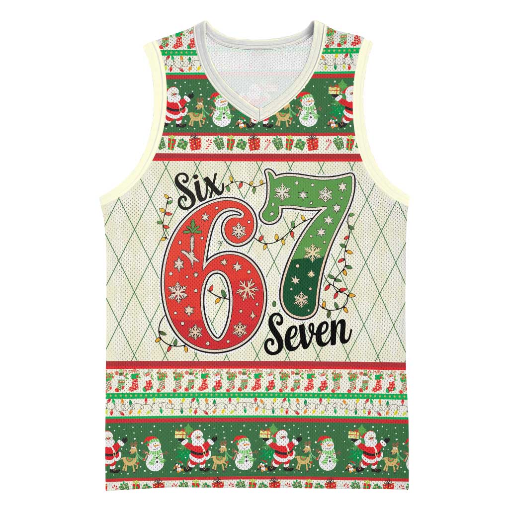 Funny Six Seven 67 Christmas Basketball Jersey Christmas Santa Patterns - Wonder Print Shop