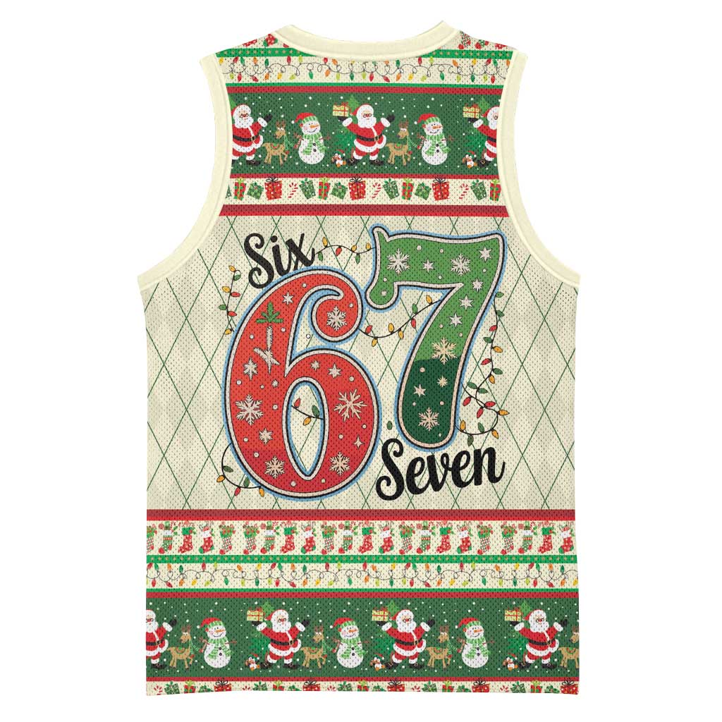Funny Six Seven 67 Christmas Basketball Jersey Christmas Santa Patterns - Wonder Print Shop