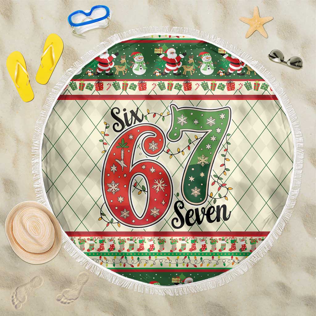 Funny Six Seven 67 Christmas Beach Blanket Christmas Santa Patterns - Wonder Print Shop