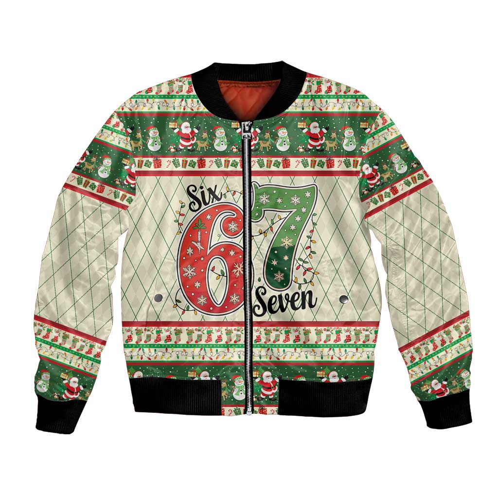 Funny Six Seven 67 Christmas Bomber Jacket Christmas Santa Patterns - Wonder Print Shop