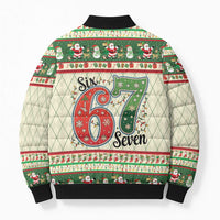 Funny Six Seven 67 Christmas Bomber Puffer Jacket Christmas Santa Patterns - Wonder Print Shop