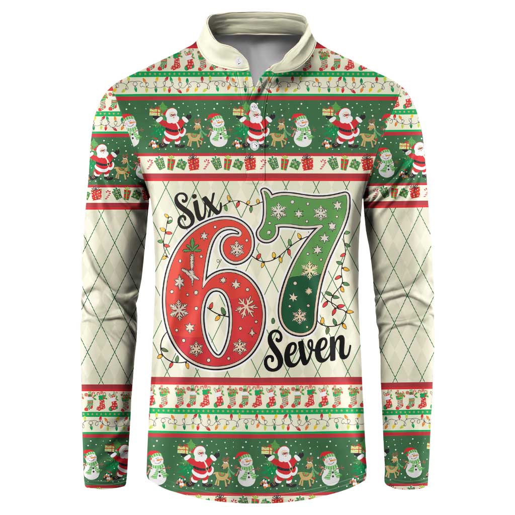 Funny Six Seven 67 Christmas Button Sweatshirt Christmas Santa Patterns - Wonder Print Shop