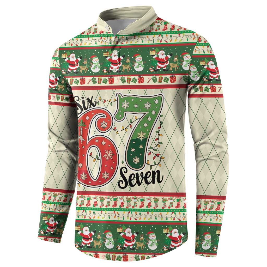 Funny Six Seven 67 Christmas Button Sweatshirt Christmas Santa Patterns - Wonder Print Shop