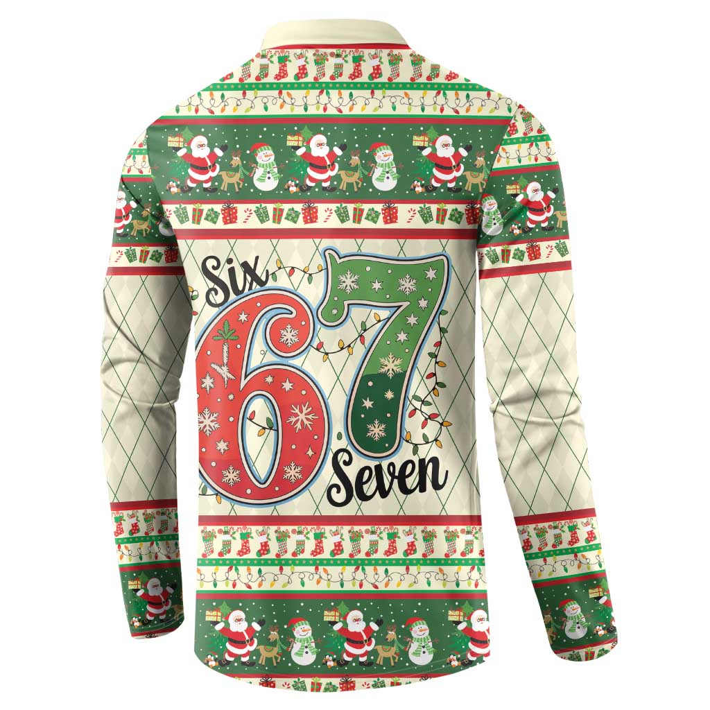 Funny Six Seven 67 Christmas Button Sweatshirt Christmas Santa Patterns - Wonder Print Shop