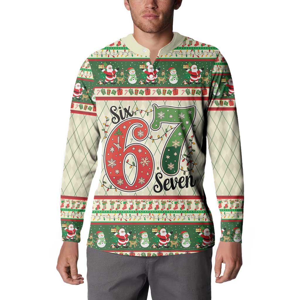 Funny Six Seven 67 Christmas Button Sweatshirt Christmas Santa Patterns - Wonder Print Shop