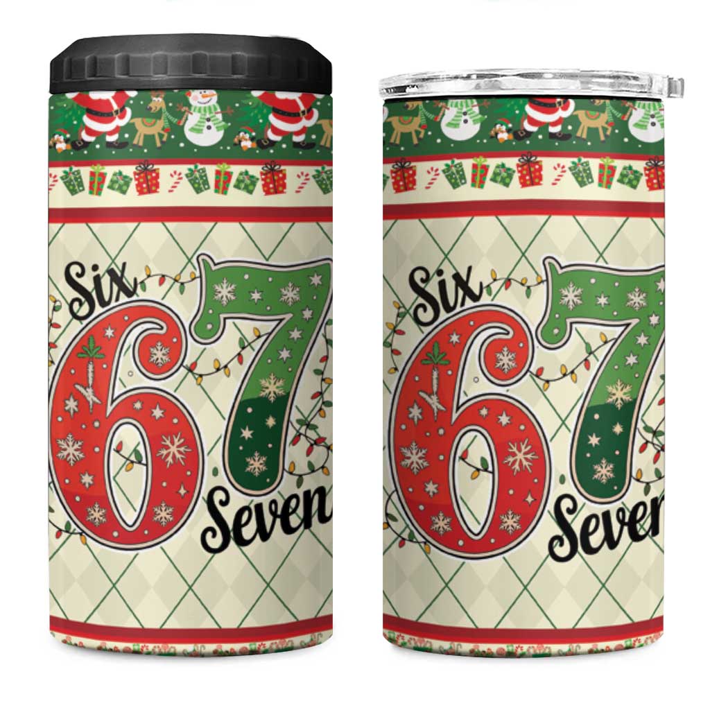Funny Six Seven 67 Christmas 4 in 1 Can Cooler Tumbler Christmas Santa Patterns - Wonder Print Shop