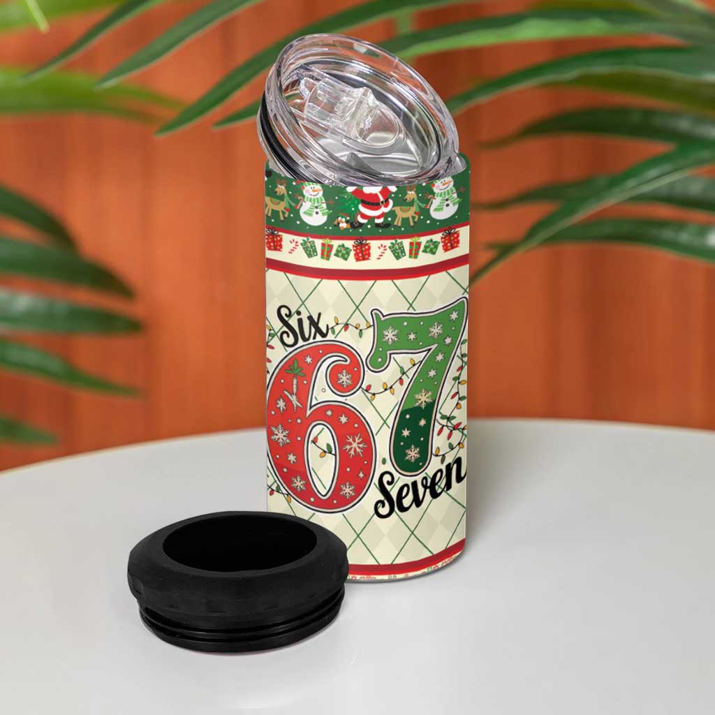 Funny Six Seven 67 Christmas 4 in 1 Can Cooler Tumbler Christmas Santa Patterns - Wonder Print Shop
