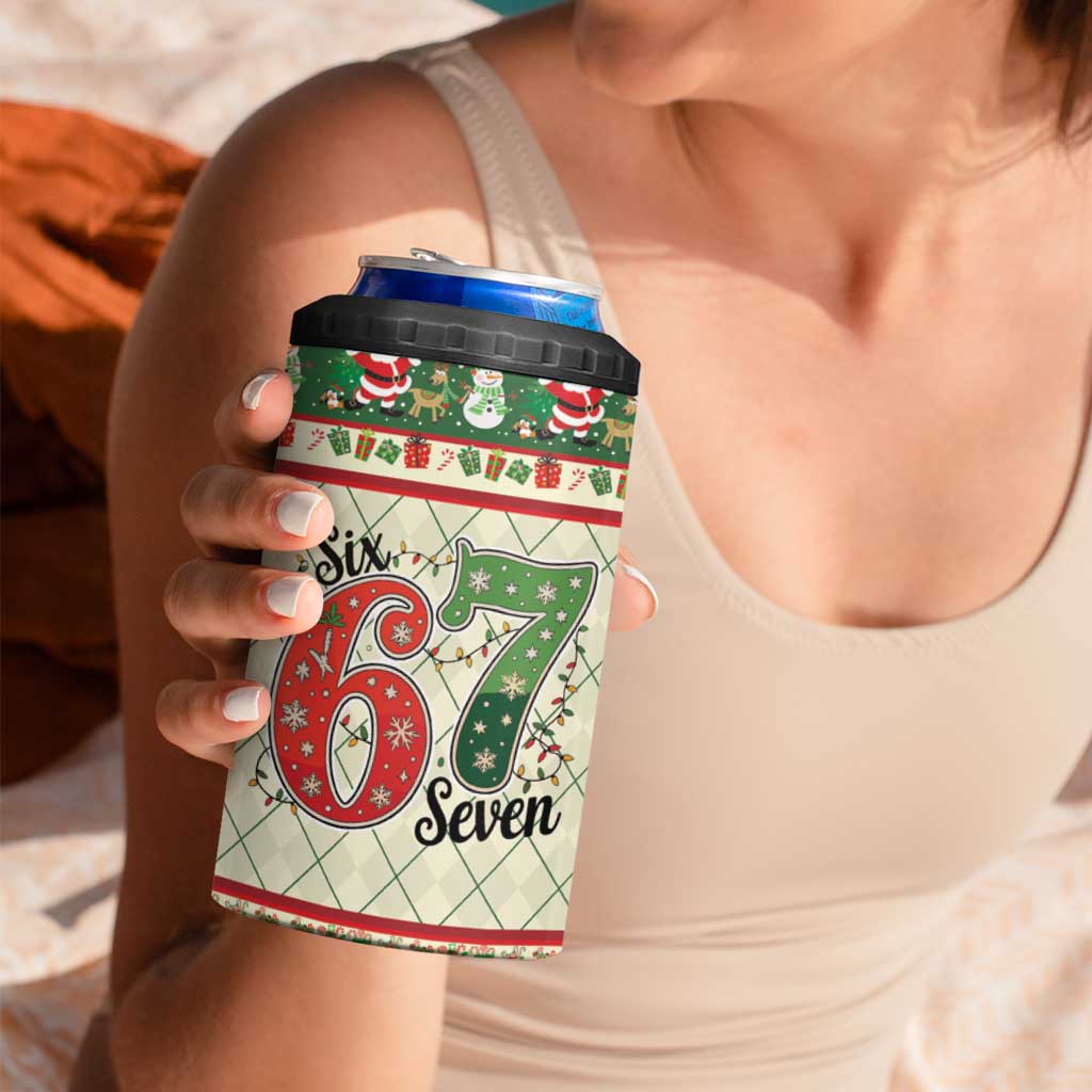 Funny Six Seven 67 Christmas 4 in 1 Can Cooler Tumbler Christmas Santa Patterns - Wonder Print Shop