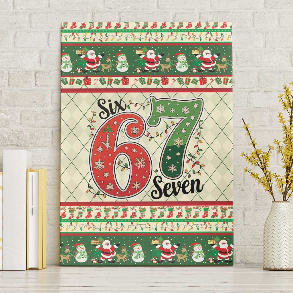 Funny Six Seven 67 Christmas Canvas Wall Art Christmas Santa Patterns - Wonder Print Shop