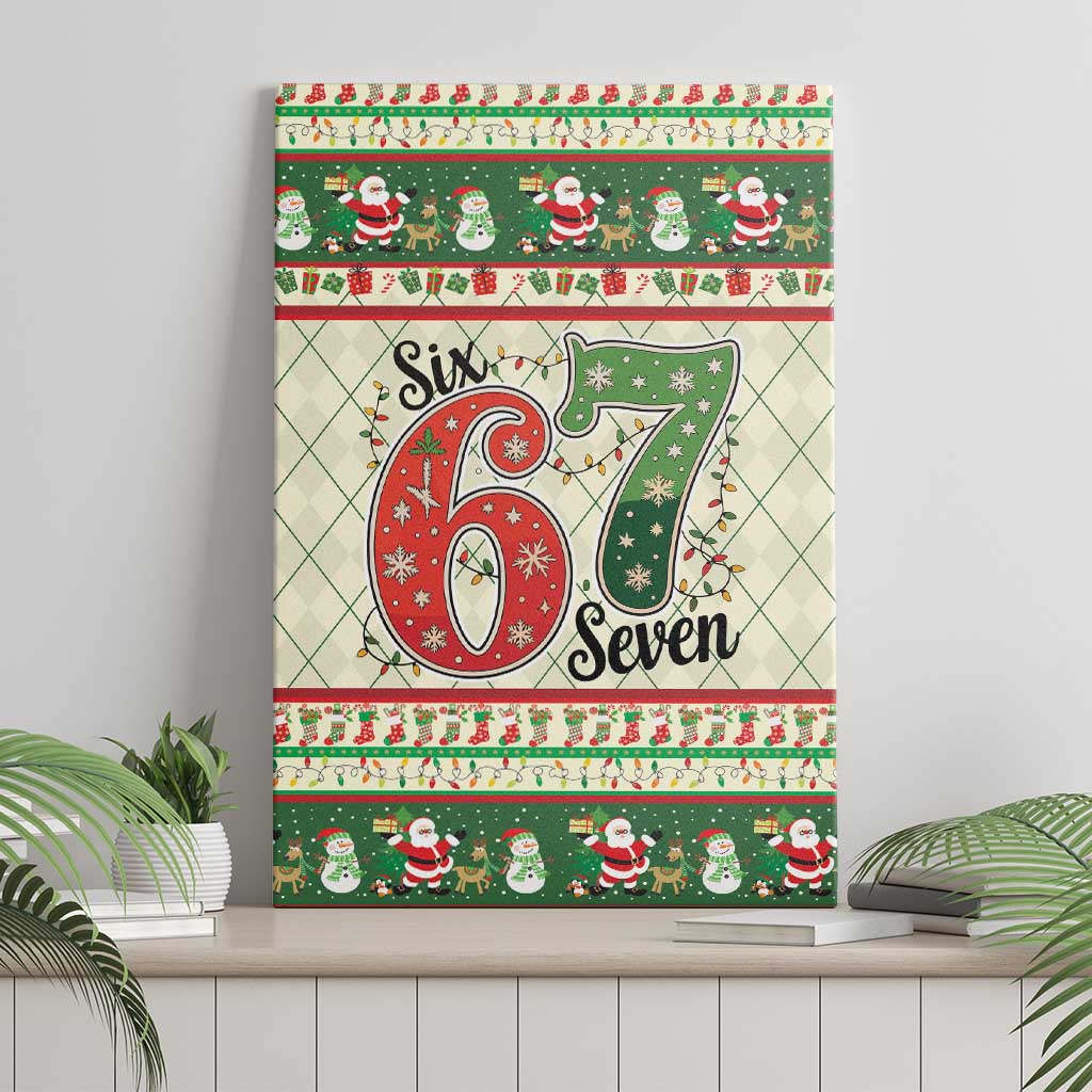 Funny Six Seven 67 Christmas Canvas Wall Art Christmas Santa Patterns - Wonder Print Shop