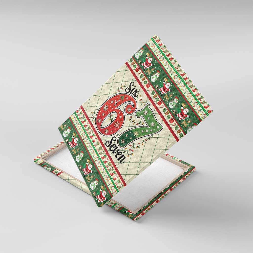 Funny Six Seven 67 Christmas Canvas Wall Art Christmas Santa Patterns - Wonder Print Shop