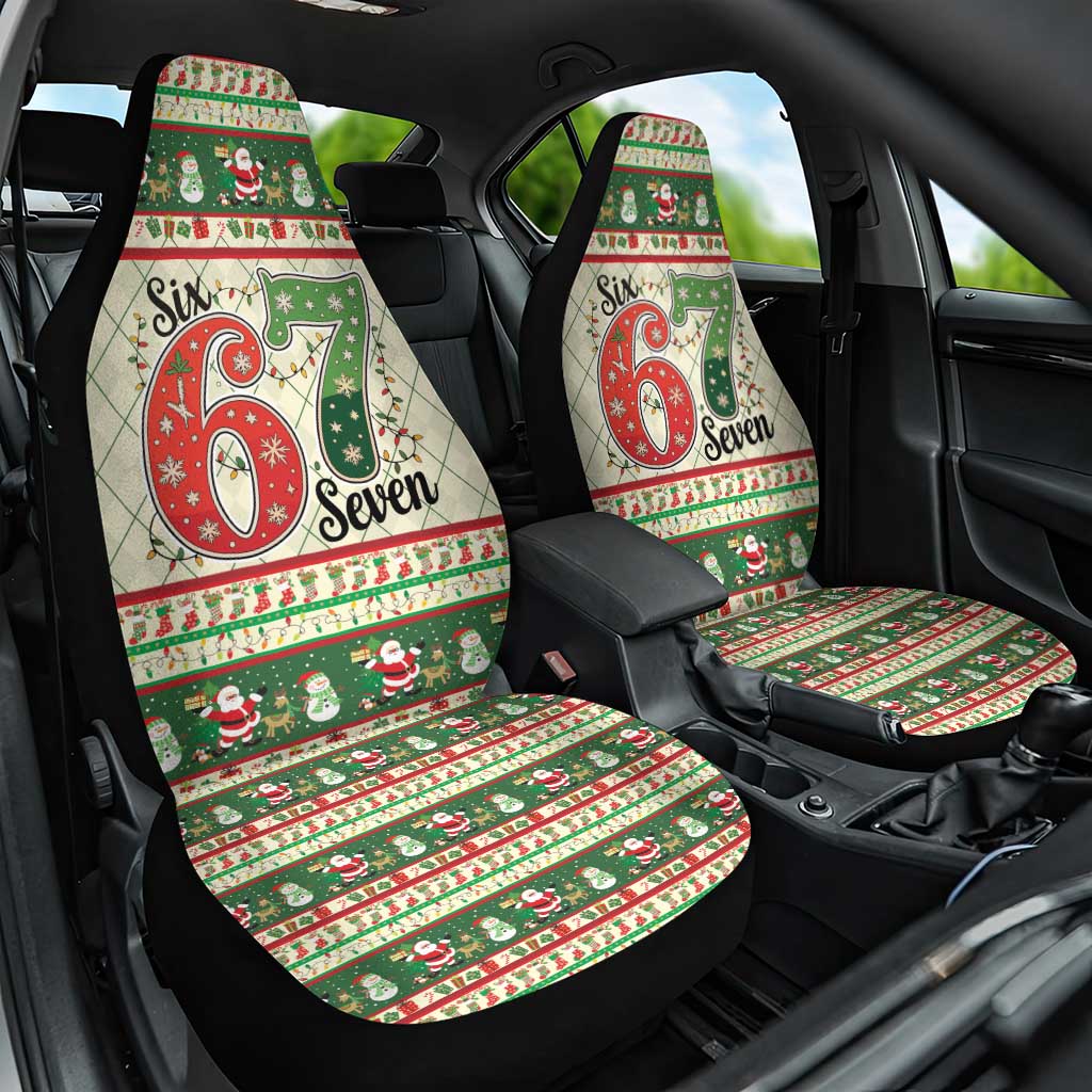 Funny Six Seven 67 Christmas Car Seat Cover Christmas Santa Patterns - Wonder Print Shop